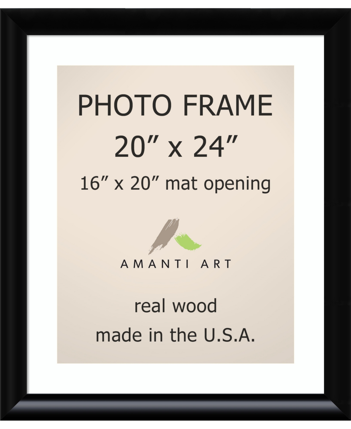 Amanti Art Steinway Black 20 X 24 Matted to 16 X 20 Opening Wall Picture Photo Frame