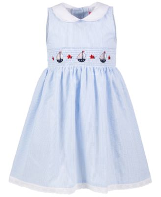 Good Lad Toddler Girls Smocked Seersucker Nautical Dress Macy s