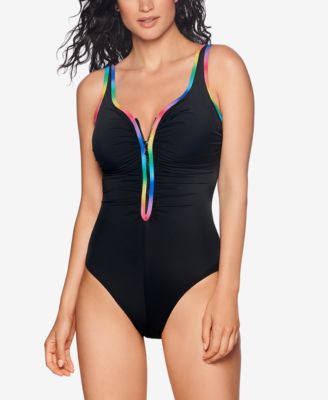 Zip-Front One-Piece Swimsuit 