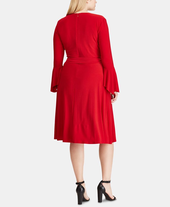 Lauren Ralph Lauren Plus Size Keyhole Bell-Sleeve Dress - Macy's
