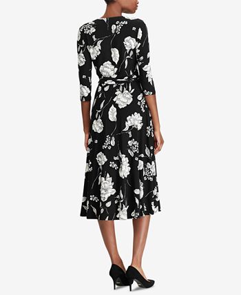 Lauren Ralph Lauren Floral-Print Midi Surplice Dress - Macy's