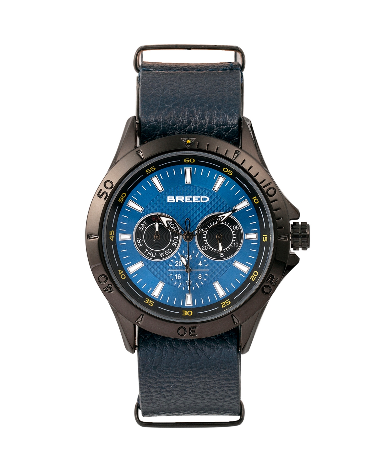 Breed Quartz Dixon Blue Genuine Leather Watches 43mm