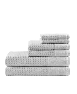 Madison Park Spa Waffle Jacquard 600 Gsm Combed Cotton 6-pc. Towel Set Bedding In Grey