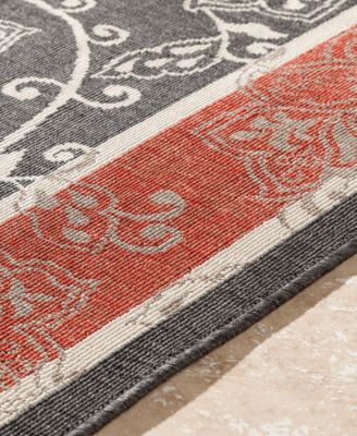 Alfresco ALF-9592 Black 8'9" Round Area Rug, Indoor/Outdoor