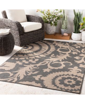 CLOSEOUT! Alfresco ALF-9615 Black 2'3" x 11'9" Runner Area Rug, Indoor/Outdoor