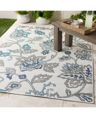 Alfresco ALF-9674 Aqua 8'9" Round Area Rug, Indoor/Outdoor