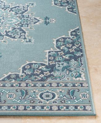 CLOSEOUT! Alfresco ALF-9687 Aqua 5'3" Round Area Rug, Indoor/Outdoor