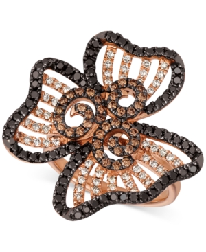 image of Le Vian Nude, Blackberry & Chocolate Diamond Flower Ring (1-1/2 ct. t.w.) in 14k Rose Gold
