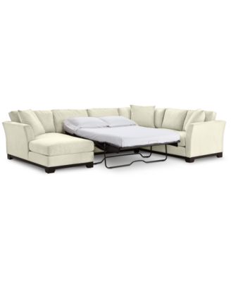Elliot II 138" Fabric 3-Piece Chaise Sleeper Sectional