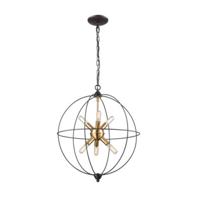Macy's Loftin 6 Light Chandelier in Oil Rubbed Bronze with Satin Brass Accents