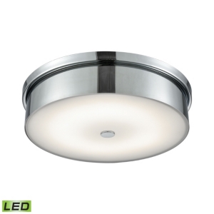 Round Led Flushmount in Chrome and Opal Glass - Large
