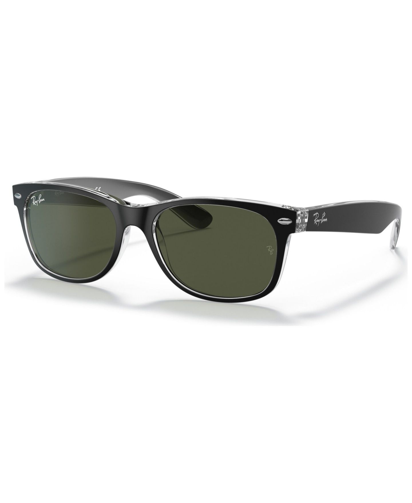 Солнцезащитные очки Ray-Ban Unisex New Wayfarer Sunglasses, RB2132, цвет: Чёрный прозрачный / Зелёный — фото 1