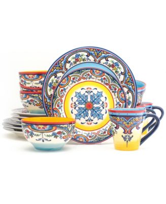 Euro Ceramica Zanzibar 16 Piece Stoneware Dinnerware Set - Macy's