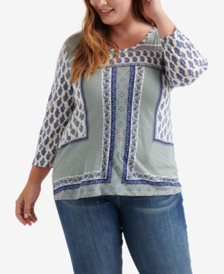 Lucky Brand - Plus Size Border-Print Top