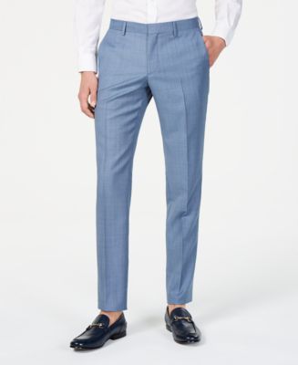 HUGO Boss Men's Modern-Fit Light Blue Mini-Check Suit Pants & Reviews ...