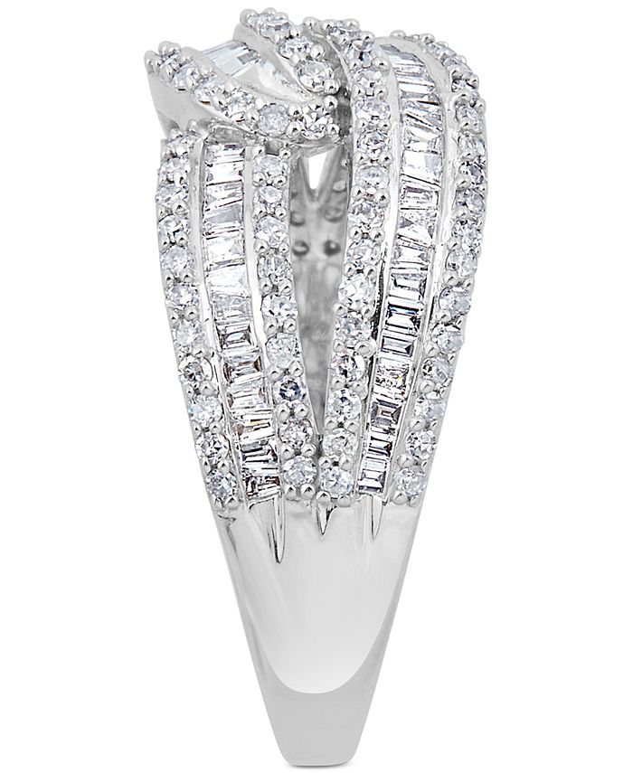 Macy's Diamond Intersecting Baguette Ring (1 ct. t.w.) in 14k White ...