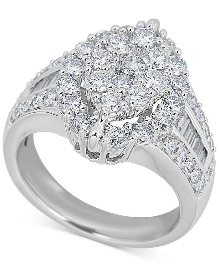 Macy's Diamond Oval Cluster Ring (2 ct. t.w.) in 14k White Gold - Macy's