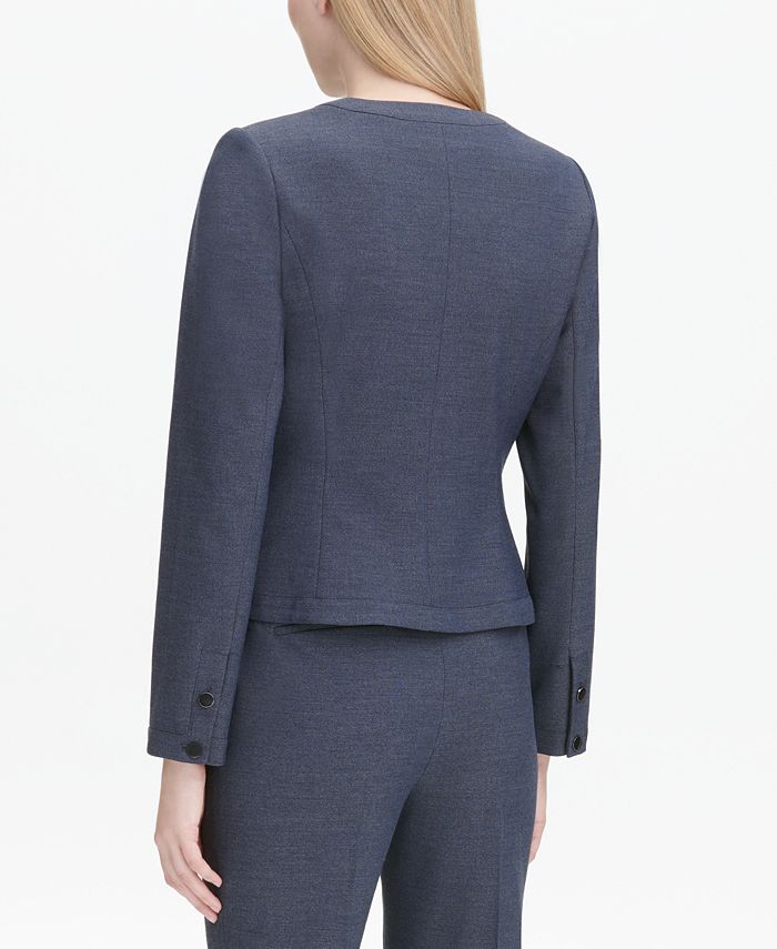 Calvin Klein Collarless Zip-Front Blazer - Macy's