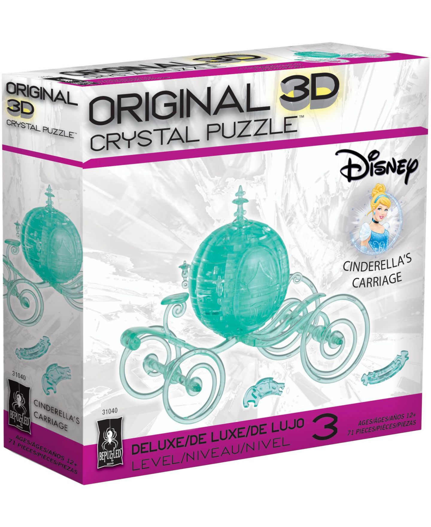 Детский пазл BePuzzled Disney Cinderella's Carriage 3D Crystal Puzzle, 71 Pieces, от 12 лет — фото 1