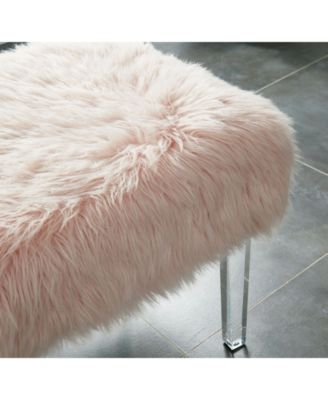 Furniture of America CLOSEOUT Raven I Faux Fur Acrylic Ottoman