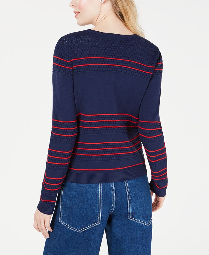 Maison Jules Striped Textured Sweater, Created for Macy's - Macy's