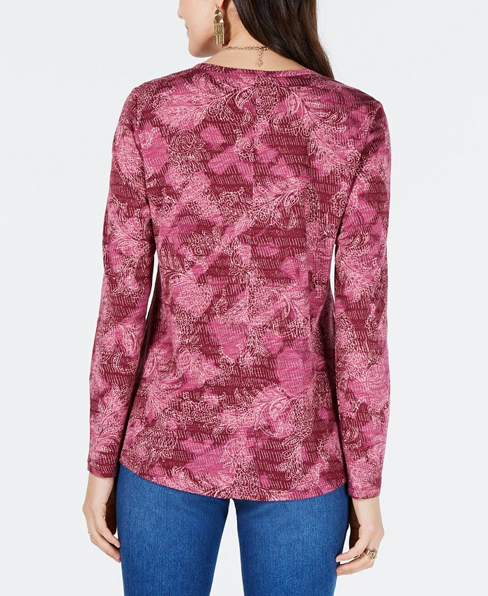 Style & Co Printed Crewneck Top, Created for Macy's - Macy's