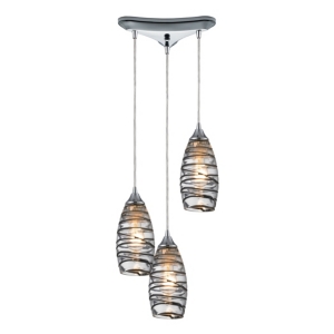 Elk Lighting Twister 3- Light Pendant In Polished Chrome