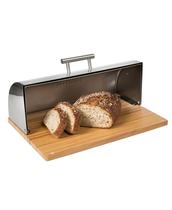 Honey Can Do Stainless Steel Bread Box with Bamboo Board Macy's