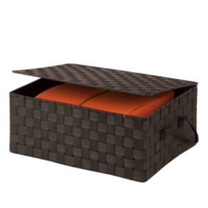 Honey Can Do Woven Storage Box with Hinged Lid, Espresso