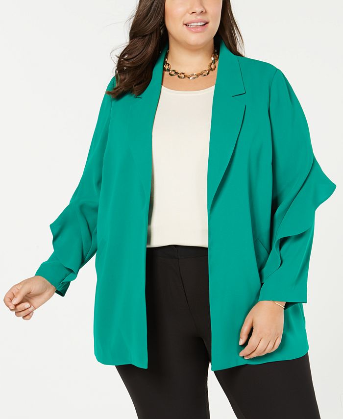 Alfani Plus Size Flounce-Sleeve Jacket, Created for Macy's - Macy's