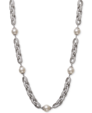 image of Belle de Mer Cultured Freshwater Pearl (9-1/2mm) & Cubic Zirconia 18