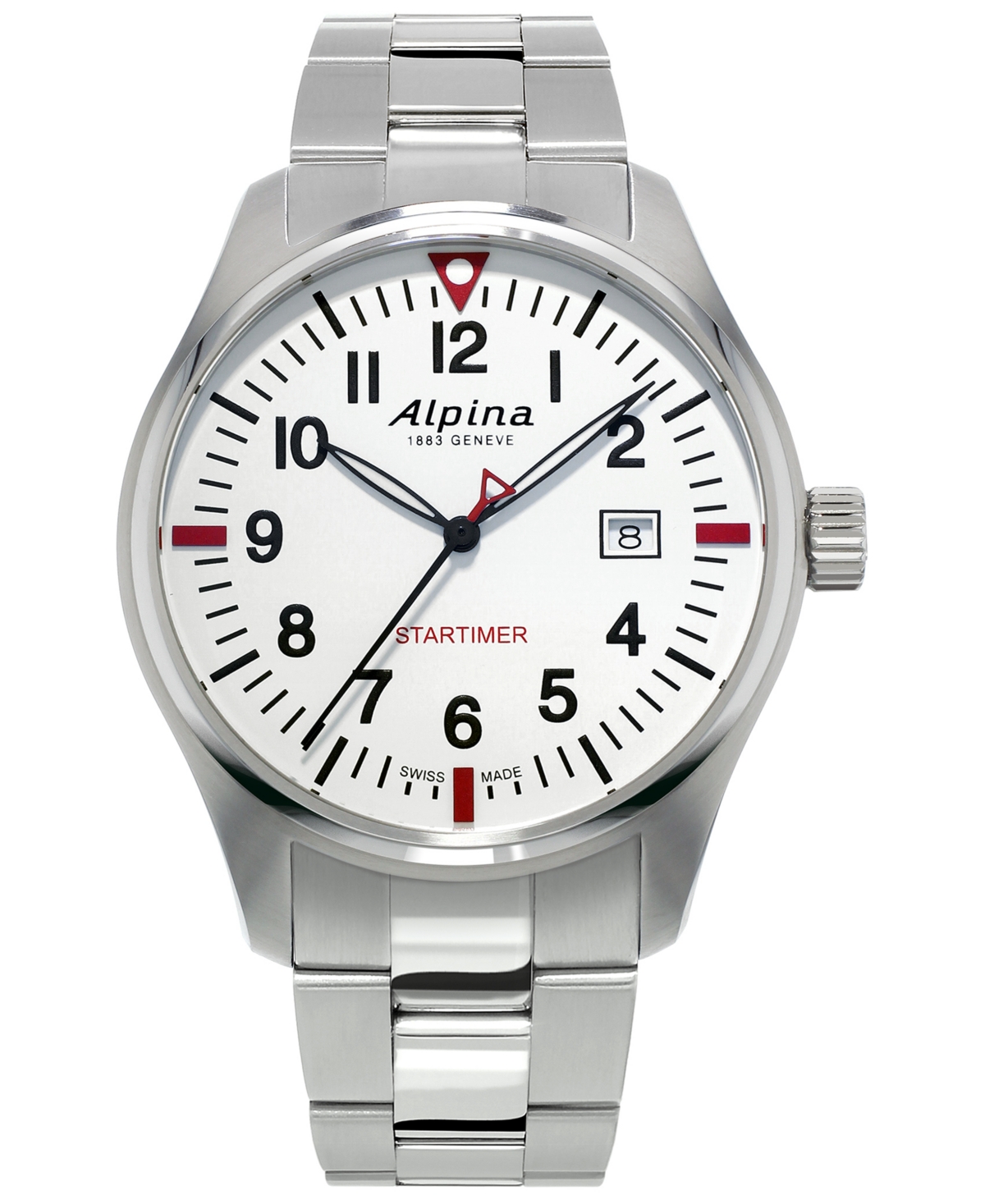Alpina Men's Swiss Startimer Pilot Stainless Steel Bracelet Watch 42mm