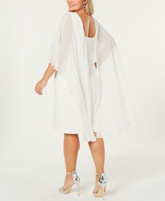 Calvin Klein Plus Size Chiffon-Cape Dress