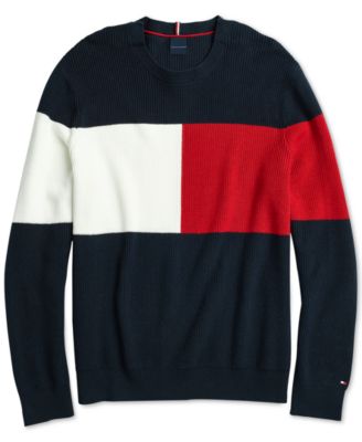 Tommy Hilfiger Adaptive Men s Color Block Sweater with Hoop and Loop Fastener at Shoulder Macy s