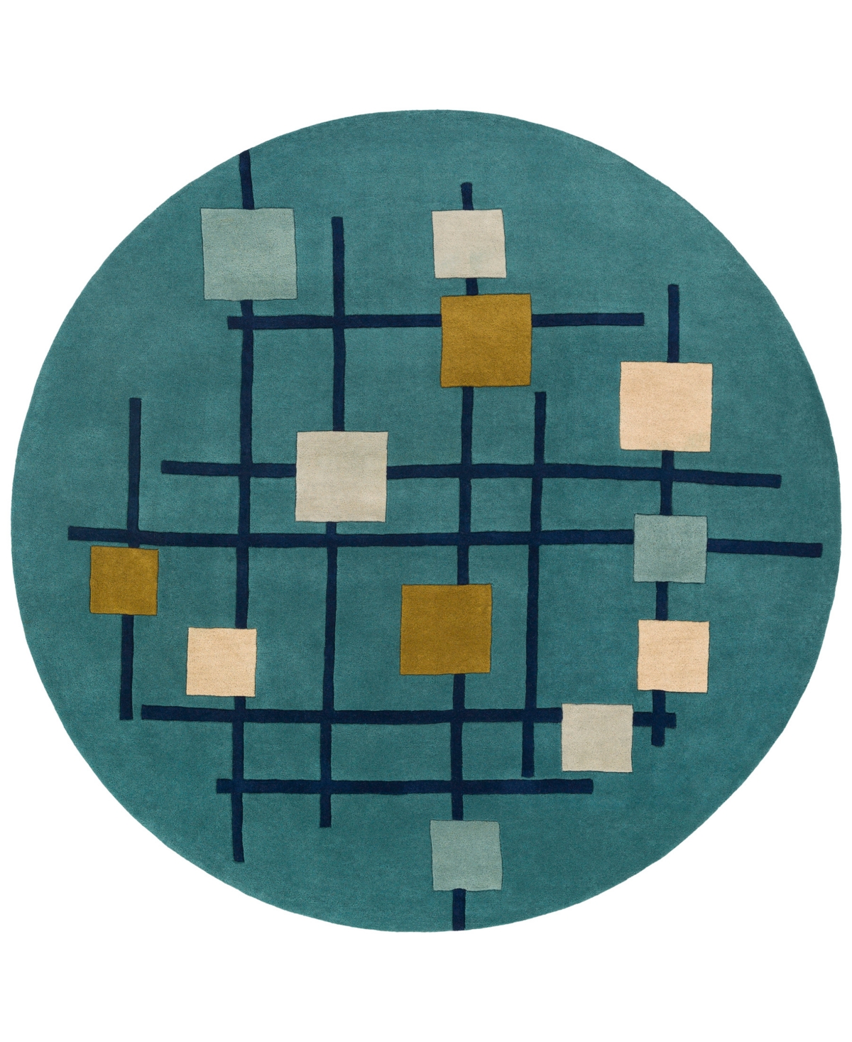 Livabliss Forum Fm-7201 Teal 4' Round Area Rug