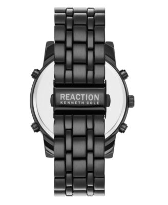 Kenneth Cole Reaction Men's Analog-Digital Black-Tone Stainless Steel Bracelet Watch 44mm