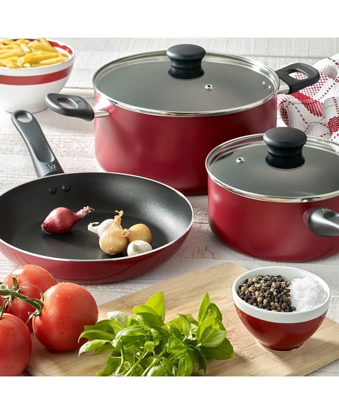 WearEver Complete Red Nonstick 10pc. Cookware Set Macy's