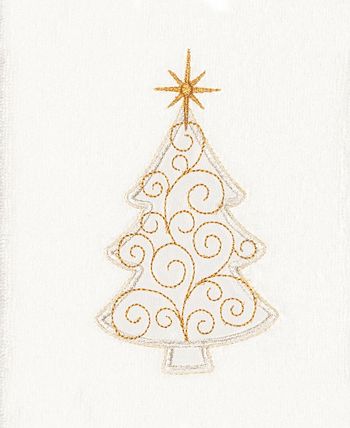 Linum Home - Textiles Christmas Scroll Tree - Embroidered Luxury 100% Turkish Cotton Hand Towels Set of 2