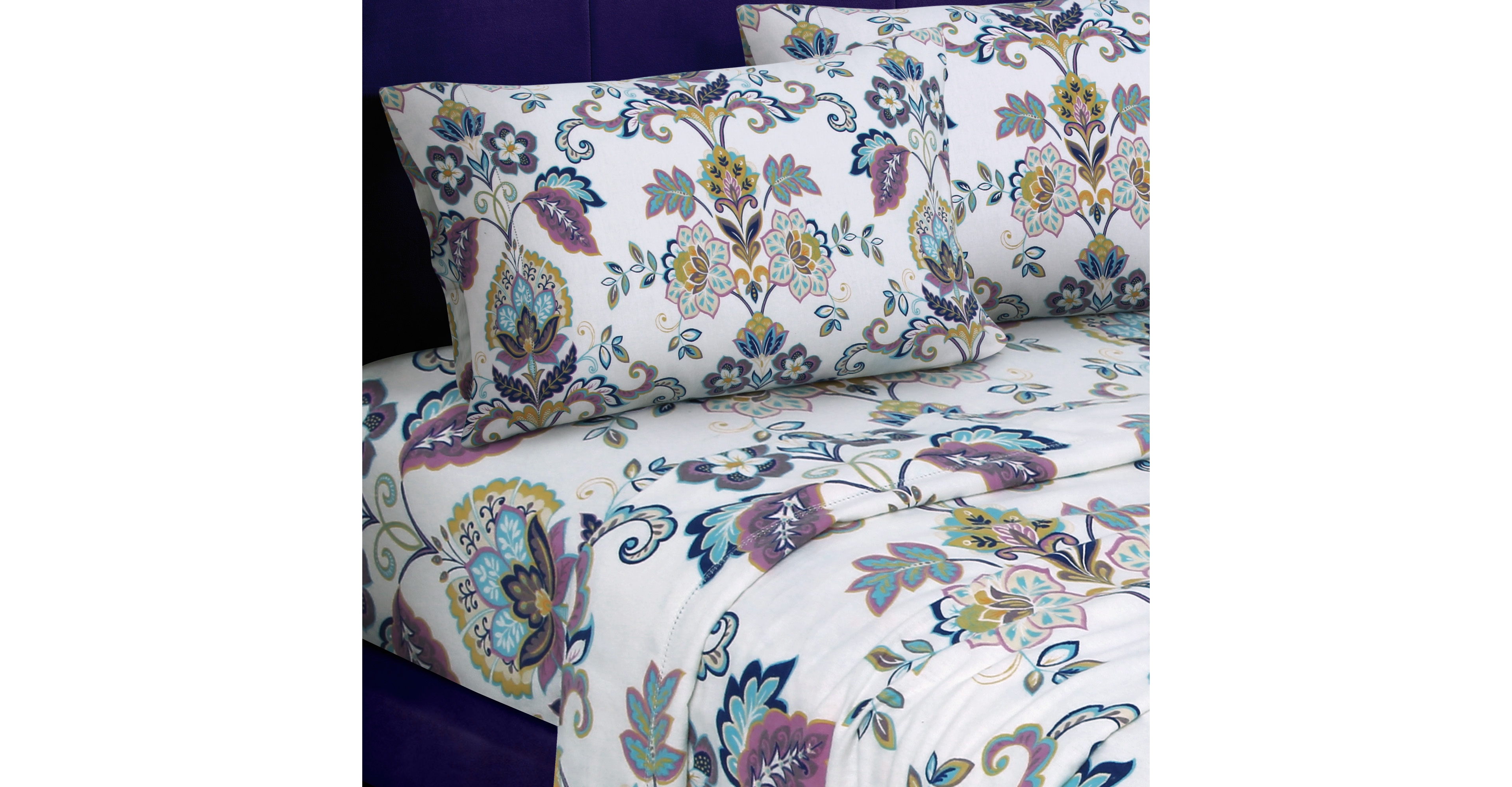 Tribeca Living Abstract Paisley Printed Extra Deep Pocket Flannel Sheet Set, California King