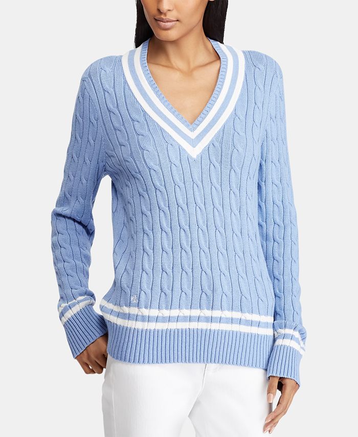 Lauren Ralph Lauren Petite Cotton Cricket Sweater - Macy's