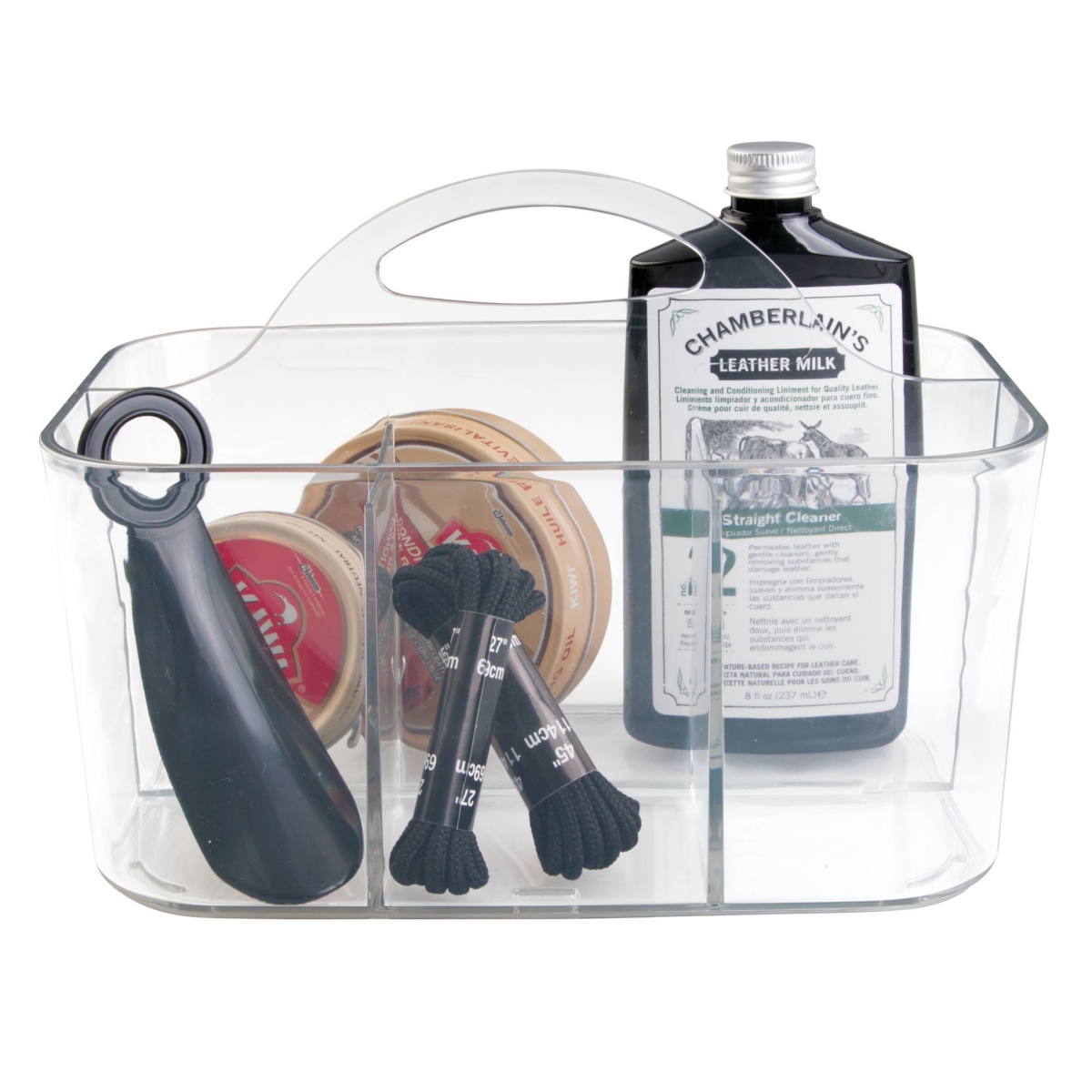 iDesign 4-Section Storage Caddy Organizer with Handle - Clear