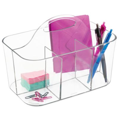 iDesign 4-Section Storage Caddy Organizer with Handle - Clear