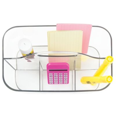 iDesign 4-Section Storage Caddy Organizer with Handle - Clear