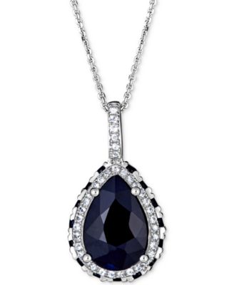 Macy's - Sapphire (4-1/2 ct. t.w.) & White Sapphire (1/4 ct. t.w.) 18" Pendant Necklace in 10k White Gold