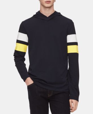 Calvin Klein - Men's Striped Sleeve Hooded Sweatshirt