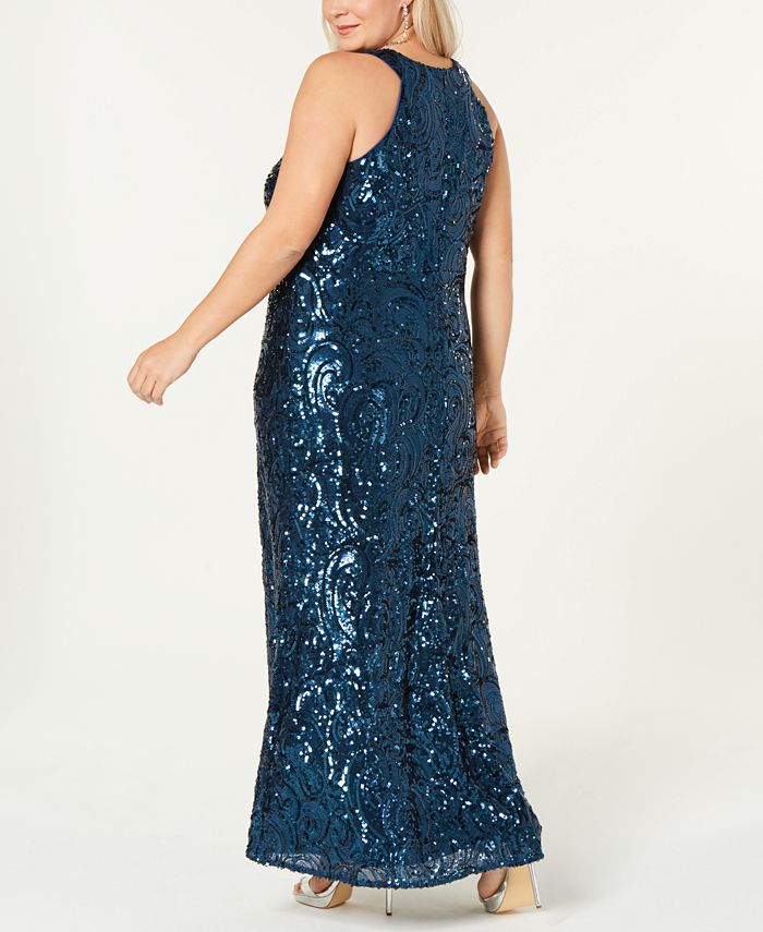 Morgan & Company Plus Size Swirling Sequins Gown - Macy's