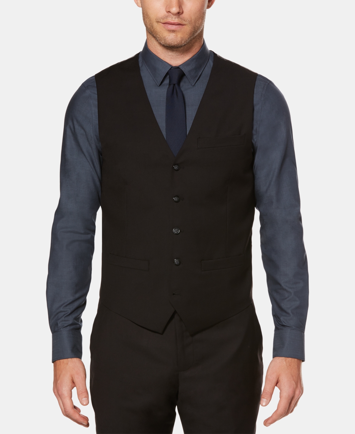 Men's Solid Vest - Black