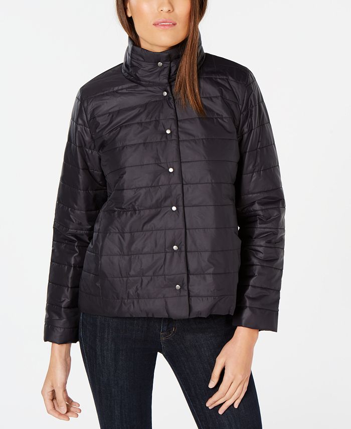 Eileen Fisher High-Neck Quilted Jacket, Regular & Petite - Macy's