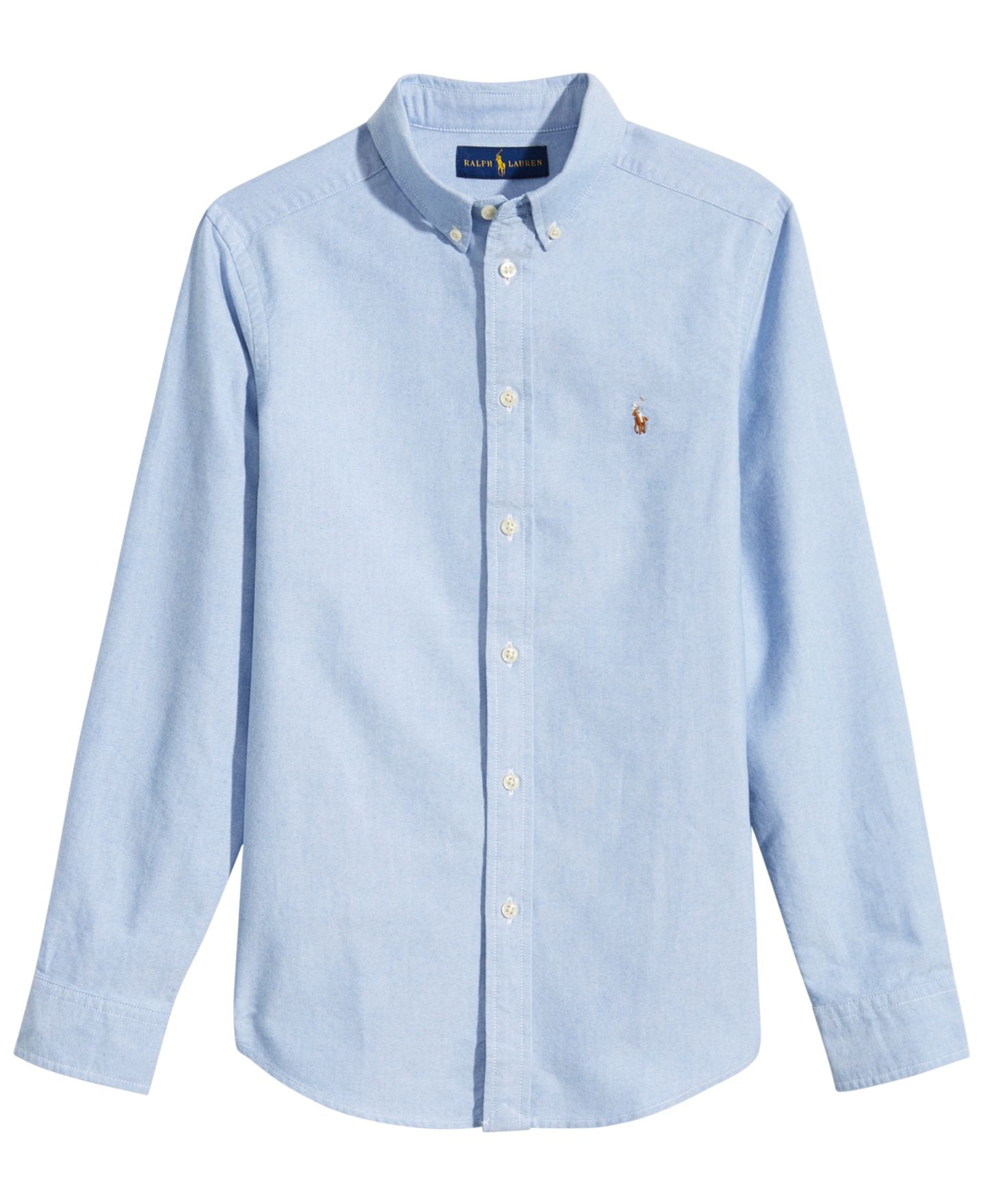 Рубашка Polo Ralph Lauren 8-20 Embroidered Pony Logo Cotton Oxford Shirt для мальчиков, цвет: Светлый синий — фото 4