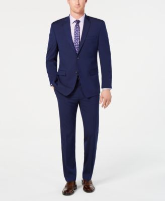 Marc New York - Men's Modern-Fit Stretch Dark Blue Solid Suit